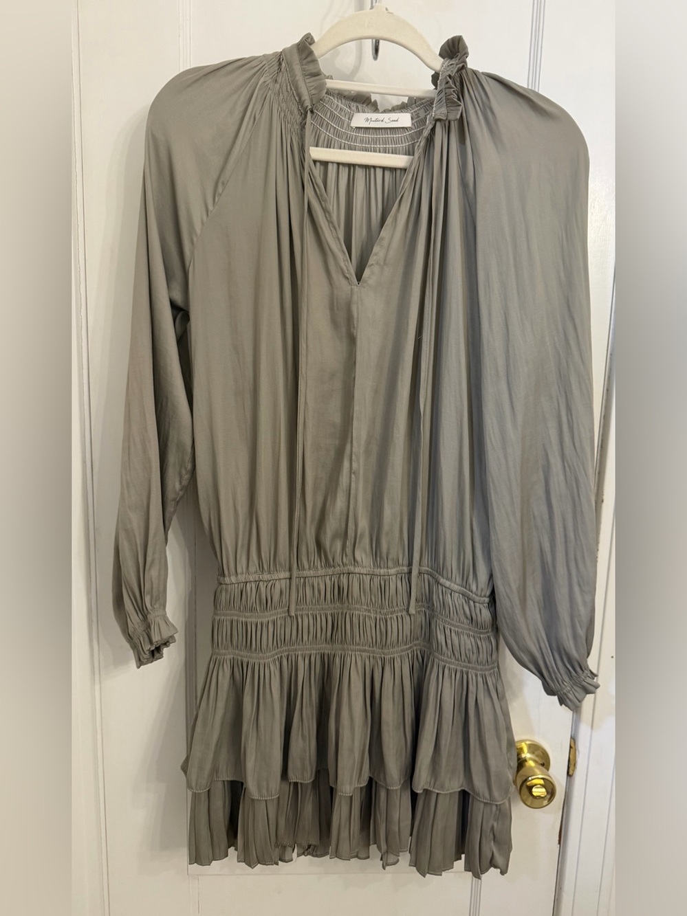 Mustard Seed Drop Waist Long Sleeve Smocked Dress